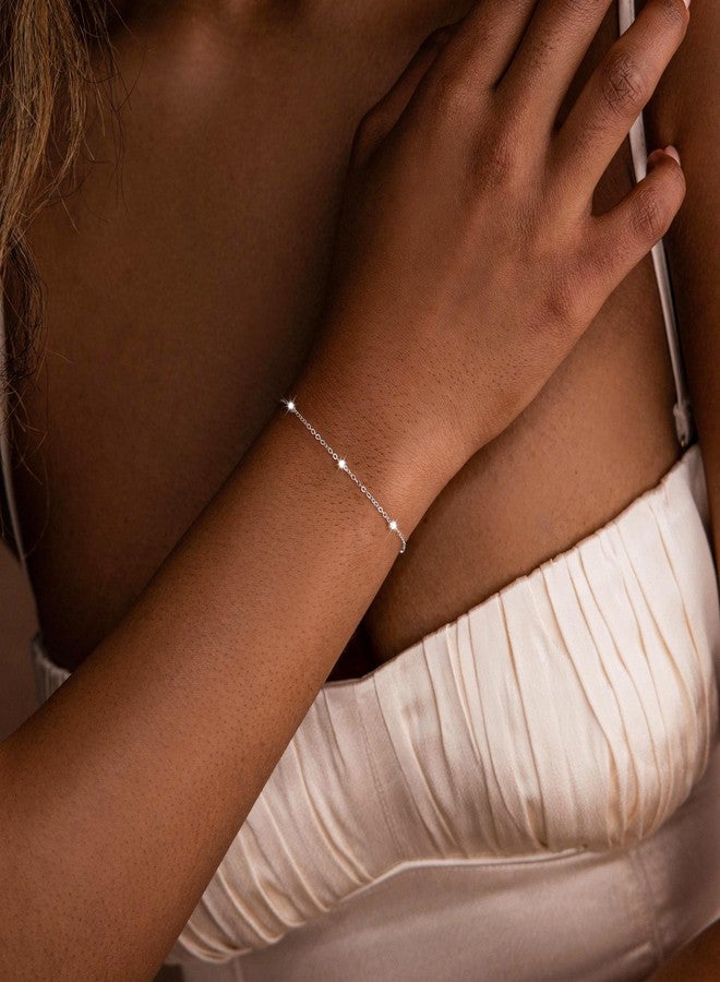 Carffordo 925 Sterling Silver Bracelet Silver Chain Bracelet for Women Simple Dainty Bracelet for Women Waterproof Trendy Jewelry Gifts - Image 2